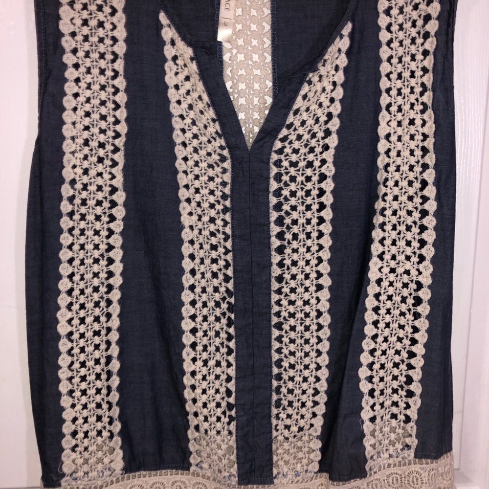 Lace blue jean top